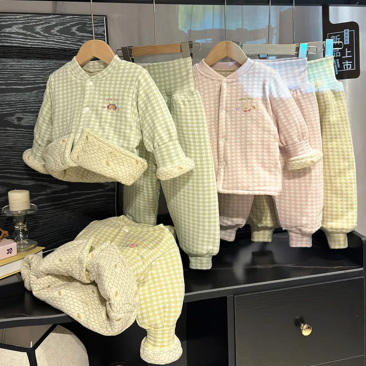 【10A抗菌羊毛蚕丝】温感婴幼儿秋冬棉服套装宝宝高腰保暖家居服