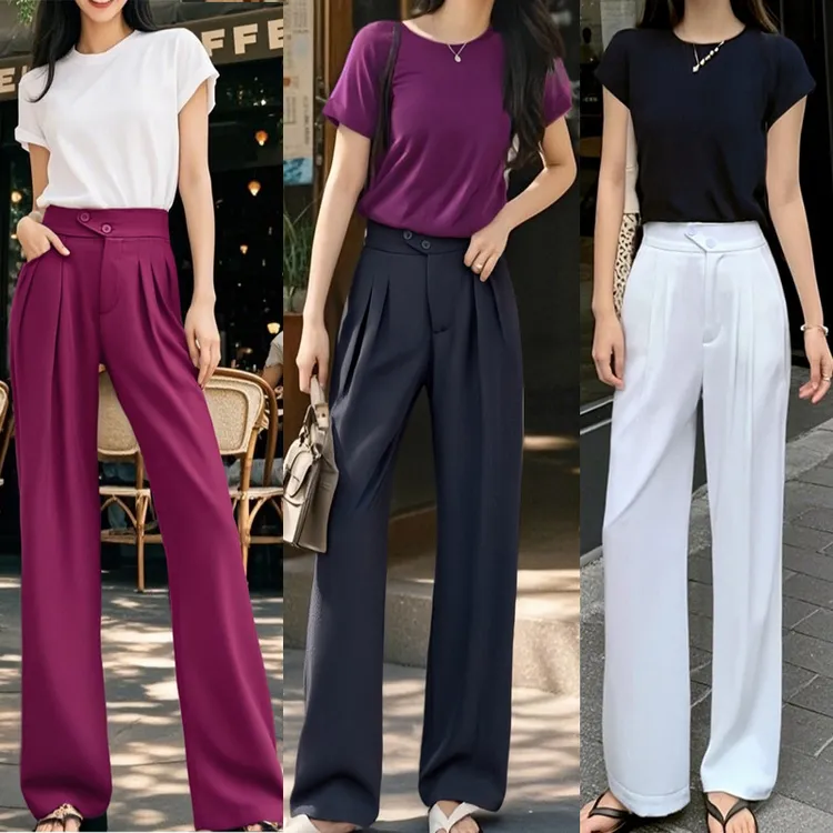 2025夏装新款修身显瘦高腰窄版直筒西装裤垂感薄款气质休闲长裤女