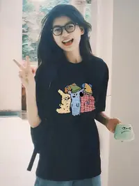 2025新款纯棉设计感显瘦短袖美式T恤小众女夏季高街卡通印花时尚