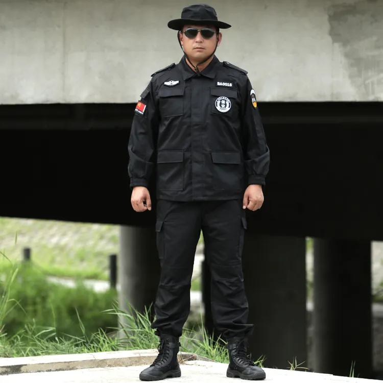 斜纹安保服套装春秋加厚 防静电 肩章可拆 臀部膝盖双层 11个口袋