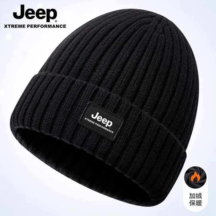 JEEP/吉普帽子保暖加厚秋冬加绒冷帽男士冬季骑行防风针织毛线帽