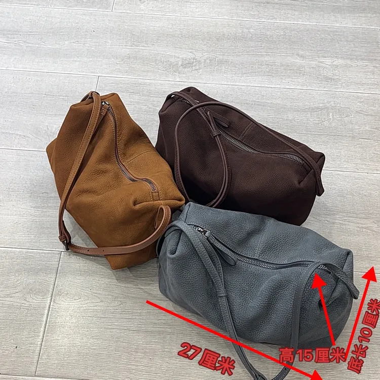 【铂金时袋】55515磨砂牛皮斜挎腋下休闲女包新品慵懒百搭韩系