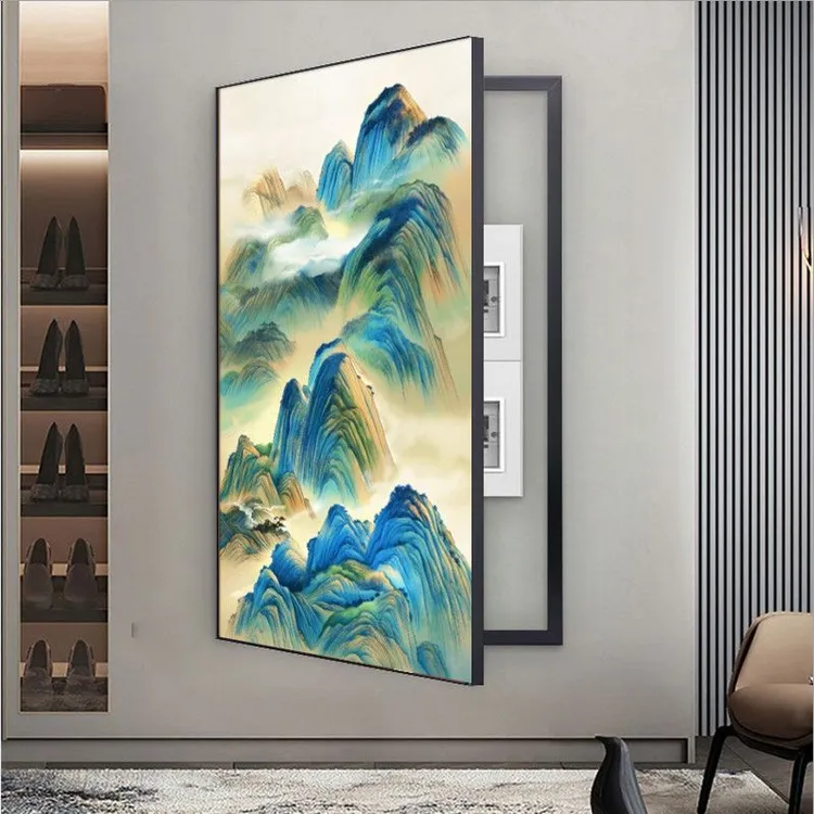 新中式电表箱装饰画免打孔现代简约配电箱遮挡电闸盒强弱开关挂画