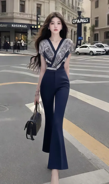 名媛风气质上衣修身小众设计感新款长裤设计感甜美小清新个性辣妹