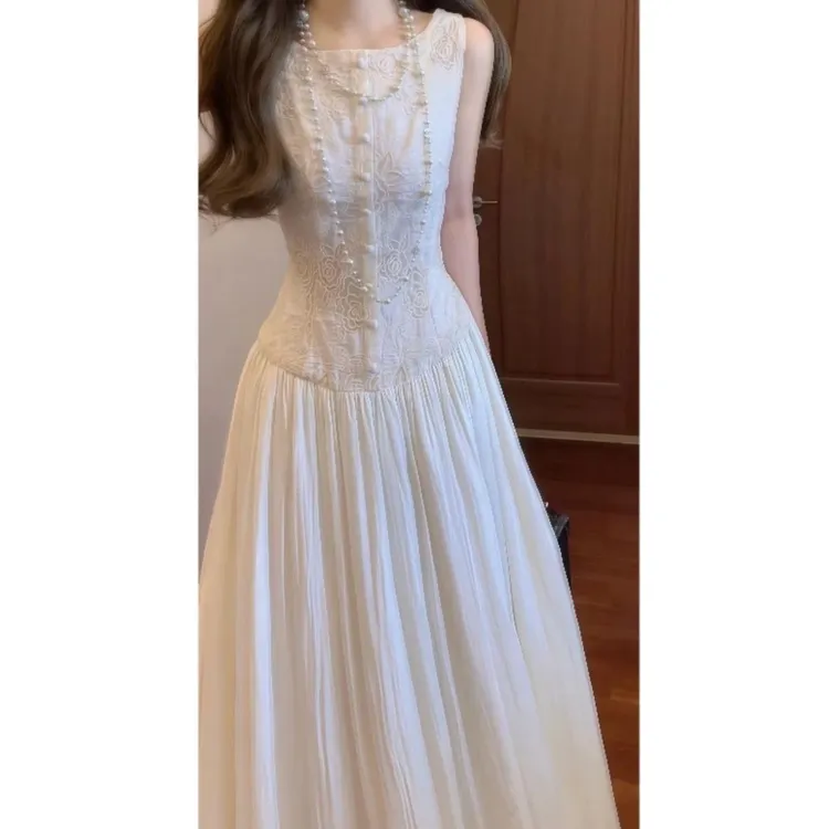 【源头工厂店】卢浮美人重工刺绣设计感背心连衣裙仙气飘飘气质度