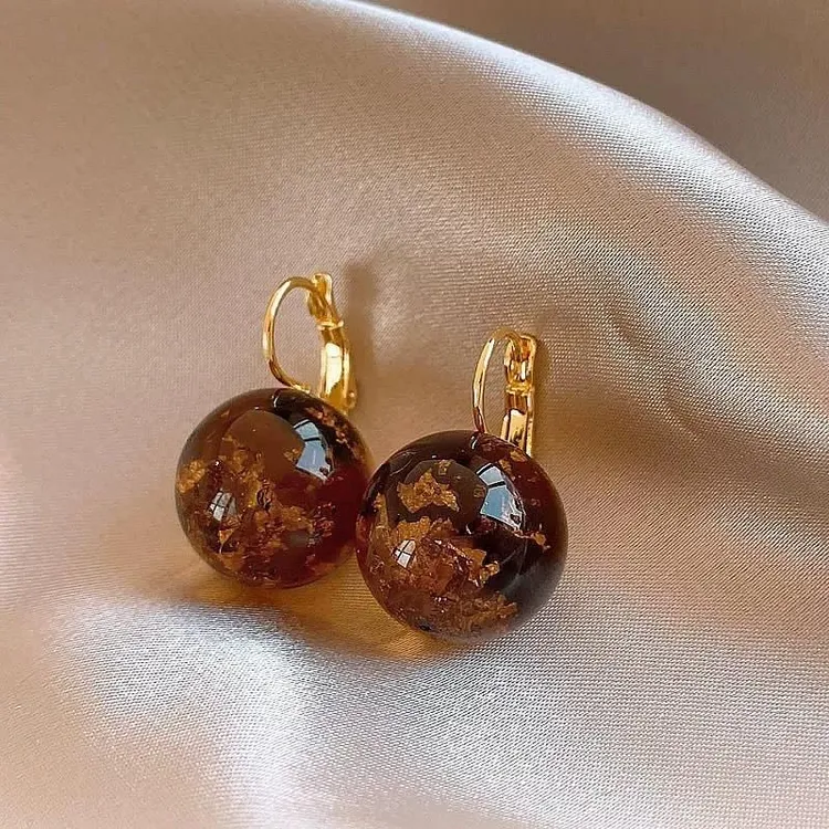 铜合金锆石耳饰 时尚轻奢复古简约气质百搭小众设计感美拉德清透