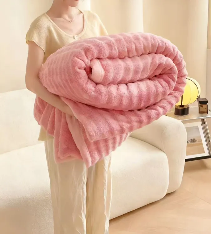 【试睡三十天】毛毯兔兔绒多功能泡泡绒毛毯盖毯午睡毯子