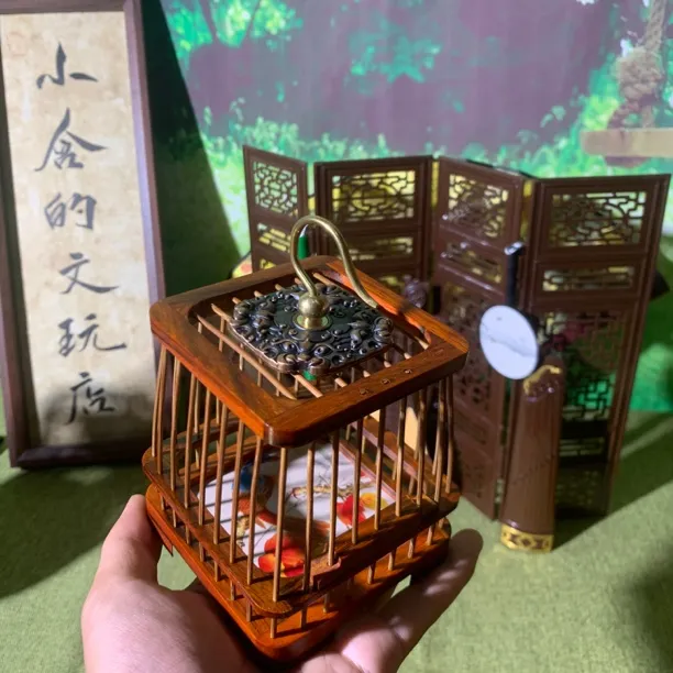 【诗情画意】高档小梯形蝈蝈笼子黄檀木纯手工制作送礼佳品