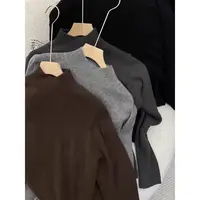 /糯米打底/半高领简约软糯慵懒感纸片人针织打底衫A05