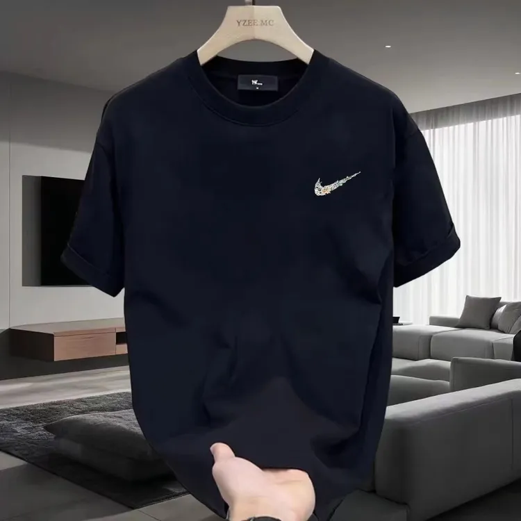 春夏季短袖标准圆领简约时尚速干潮流休闲半袖百搭高品质印花T恤