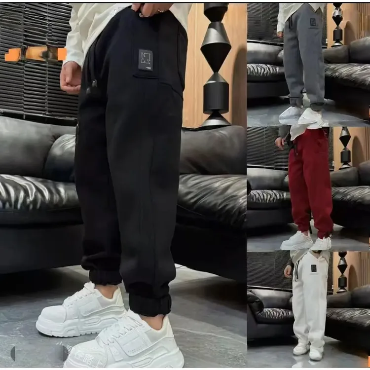 冬季新款加绒加厚时尚百搭潮流简约轻奢痞帅男士高品质束脚休闲裤