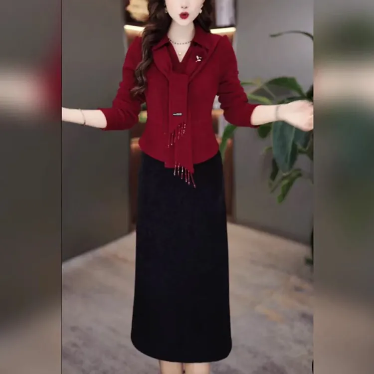 优雅高定轻奢气质连衣裙女2025秋季新款高档减龄显瘦遮肉中长裙子