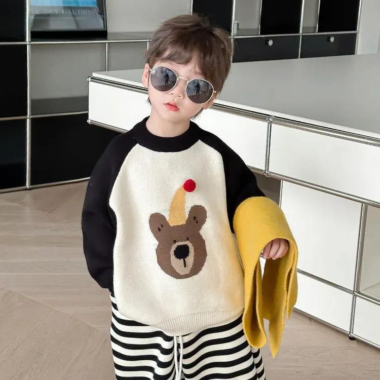 儿童针织毛衣男童秋冬打底衫毛线衣2024新款初冬宝宝童装小童衣服