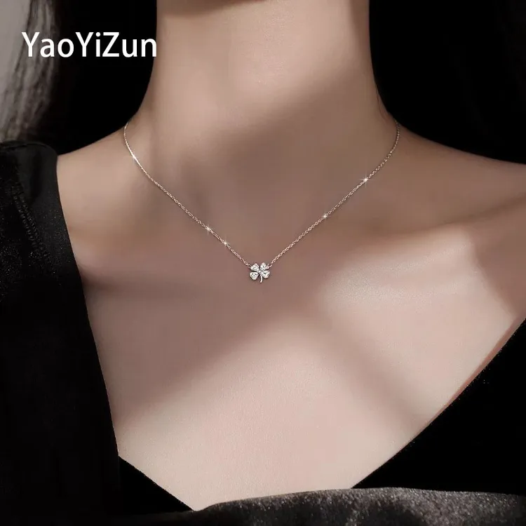 YaoYiZun 坠链均足银 四叶草纯银项链女款2025年新款爆款生日礼物
