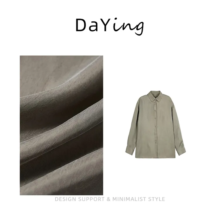 2025夏季新款轻盈垂坠舒爽铜氨丝上衣女極简ROW风极简宽松衬衫