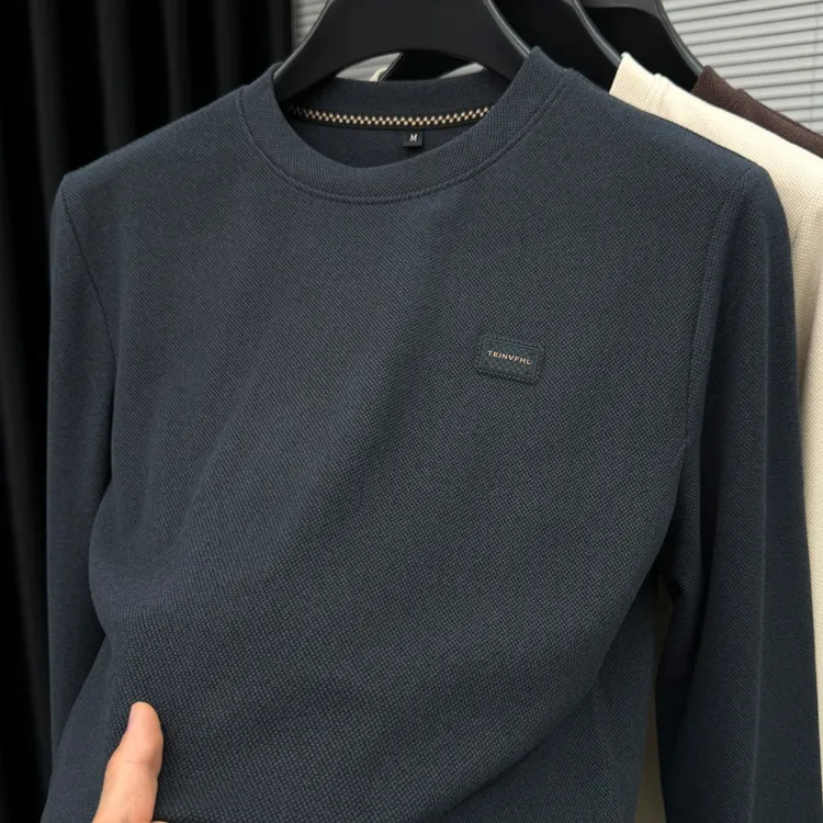 CATIA SELI秋冬季新款纯色长袖t恤男士圆领德芙绒宽松简约卫衣潮