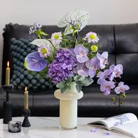 【七呀】轻奢高端仿真花摆件客厅花束假花摆设蝴蝶兰绣球餐桌装饰