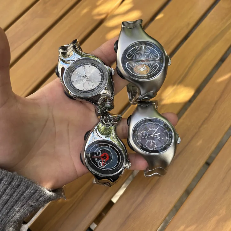 HNKy2k异形扭曲男士手表潮流复古百搭男款防水石英表ins小众穿搭