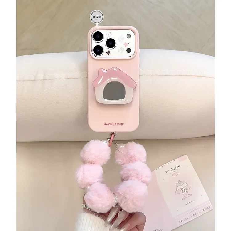 雅天立韩系少女镜面支架适用苹果17/16手机壳华为vivo小米oppo女