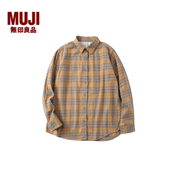 无印良品 MUJI 女式 法兰绒衬衫领长袖衬衫 女士衬衣25年秋季新品