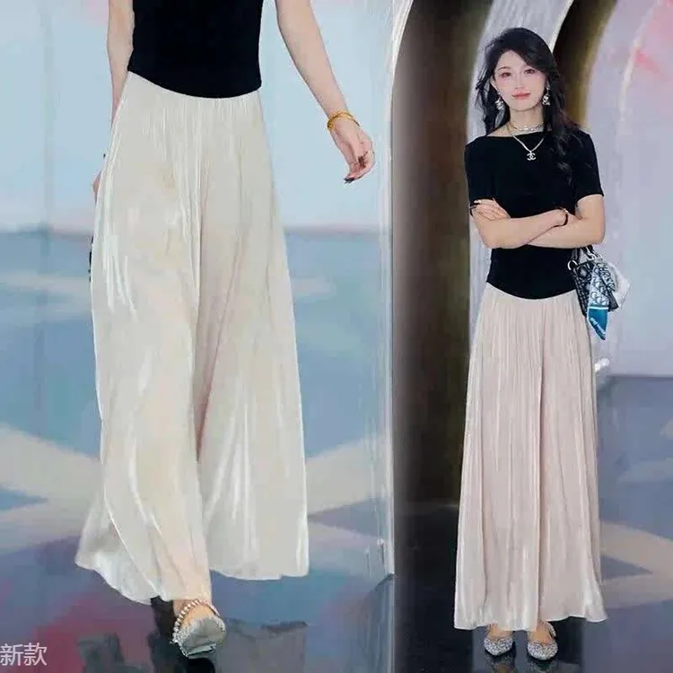 【琉璃金丝裤】慵懒风阔腿裤高腰显瘦裙裤宽松垂感时尚早春穿搭