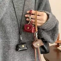 非金属皮质项链 复古耳机套挂件女项链小包配饰锁骨链毛衣链