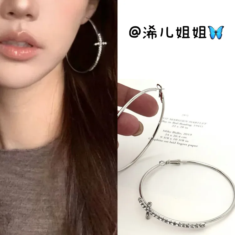 铜合金锆石耳饰 【浠儿家】欧美风个性简约小众冷淡风个性时尚耳环