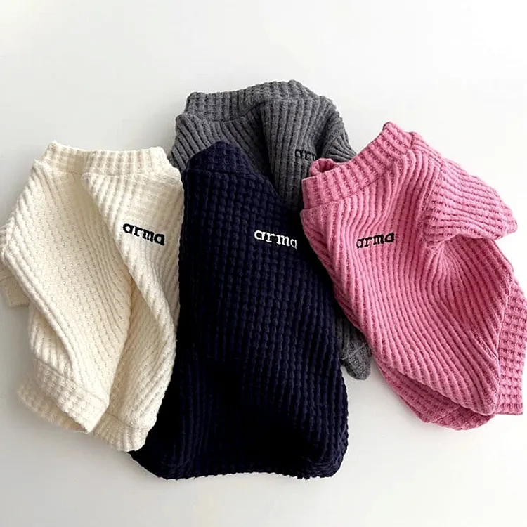 比心宠物可爱秋季华夫格打底衫泰迪比熊博美贵宾雪纳瑞猫咪衣服