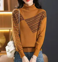 【双面美人-橘色】秋冬时尚高领百搭厚款针织衫女 310
