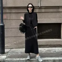 年终大促 秋季时尚简约马甲+打底+显瘦半身裙三件套装YL2408225
