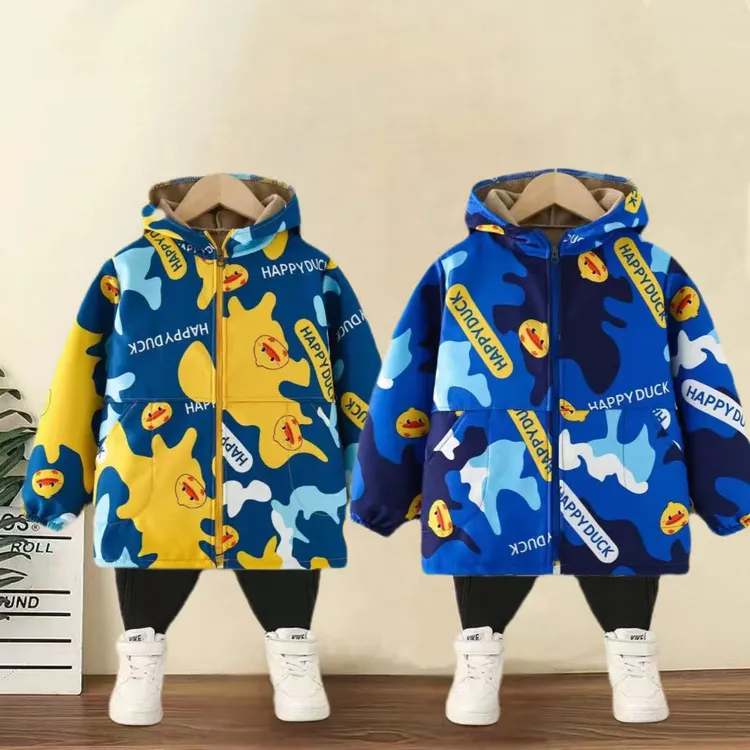 罩衣儿童装卡通防脏防水耐脏小鸭秋冬围裙儿童3到9岁中大童正穿