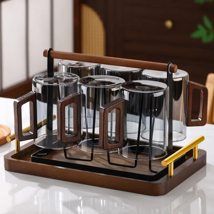 耐高温玻璃杯家用待客泡茶杯高档绿茶杯水杯套装办公室喝水杯子