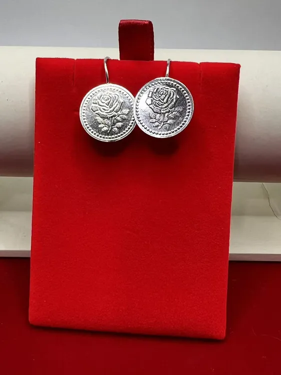 足银耳饰 耳钉民族风女耳环日韩耳饰简约复古手工气质镶嵌光面