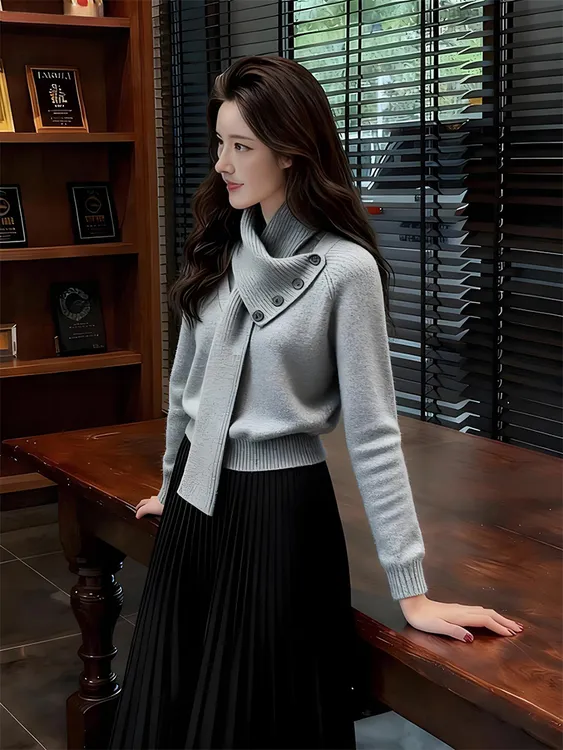 高领毛衣女款爆款2025新款洋气高贵上衣秋冬款漂亮慵懒潮流休闲服
