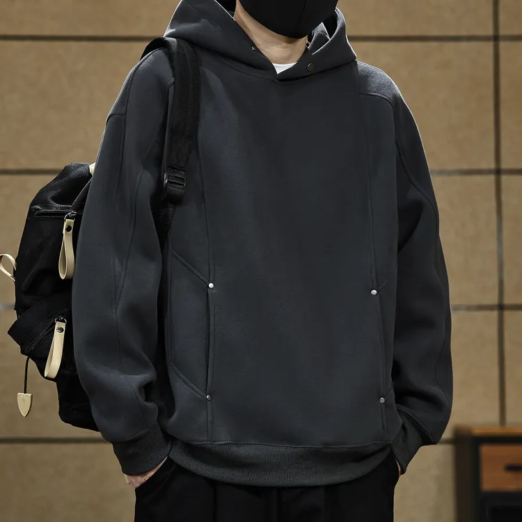 美式复古高级感连帽卫衣男士秋冬季新款潮牌休闲高街痞帅宽松外套