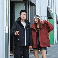 702-9533 冬季滑雪保暖男士百搭时尚休闲潮流帅气修身棉外套连帽