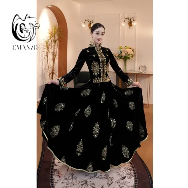 B25Q93半身裙异域风情新刺绣大摆疆舞服显瘦秋冬重工