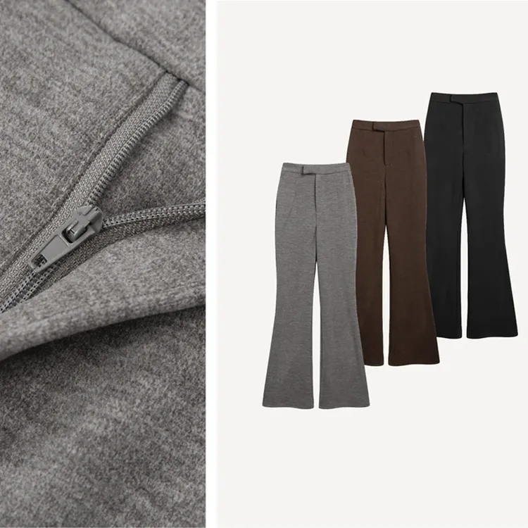 2025秋冬季新款热力山羊绒高腰垂感慵懒糯米面膜微喇裤休闲阔腿裤