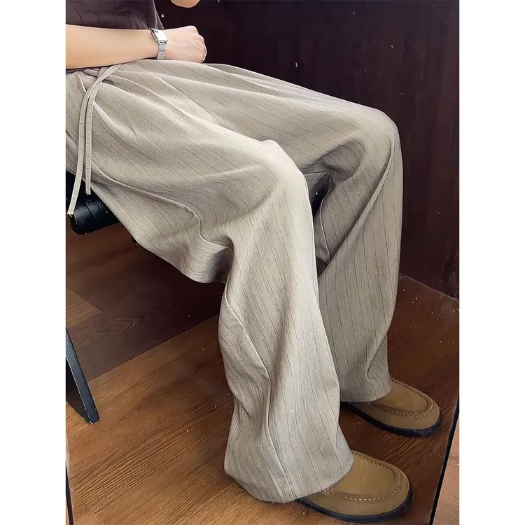 老钱风条纹裤子男款秋季松弛慵懒风休闲西装裤cleanfit垂感山本裤