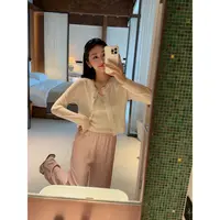 希娜 慵懒感柔和优雅圆领花边坎肩绵羊毛开衫