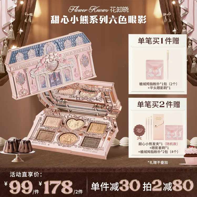 【新品上新】花知晓甜心小熊-六色眼影盘