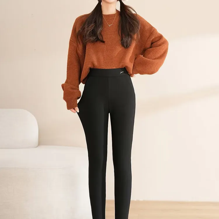 2532女士羊毛棉裤抗寒弹力加厚高腰修身显瘦冬季外穿