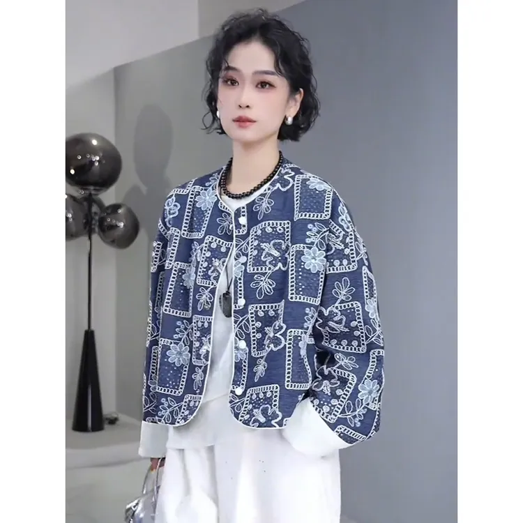 高级感国风新中式刺绣外套女2025春秋季新款宽松休闲时尚短款上衣