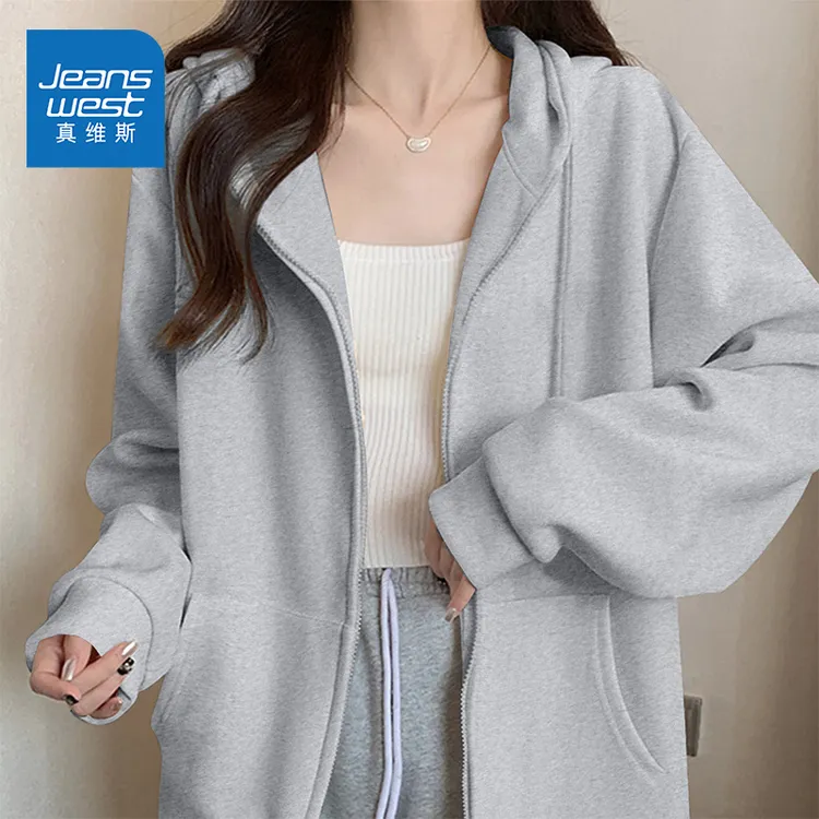 真维斯连帽卫衣女2025新款爆款秋季上衣高级感宽松慵懒风开衫外套