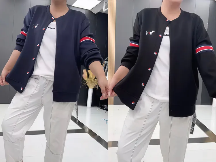 2025春秋季新款拼色洋气刺绣外套女韩版时尚百搭休闲开衫圆领上衣