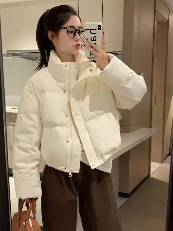 新短款新款冬季加厚立领小个子女外套