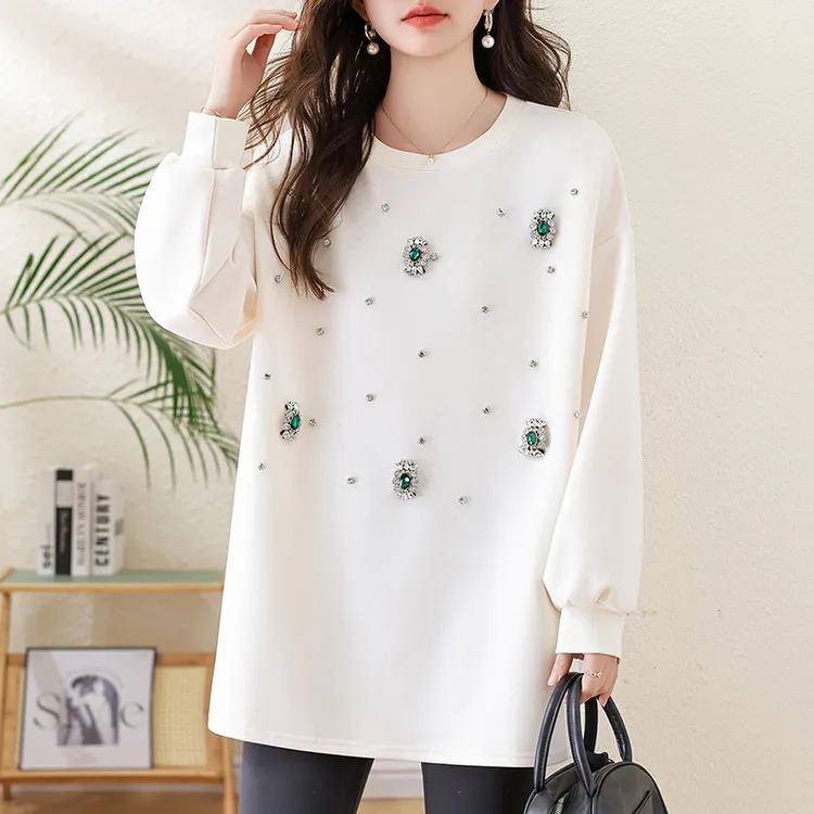 【女神新衣】圆领宽松长袖卫衣2026新款慵懒百搭休闲棉质大码女装