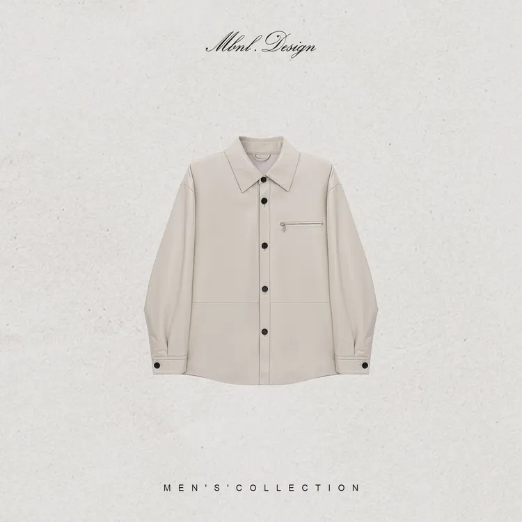 MBNL-F「Sheepskin」秦磊男装100绵羊皮油封包边夹克LL-WWT0088