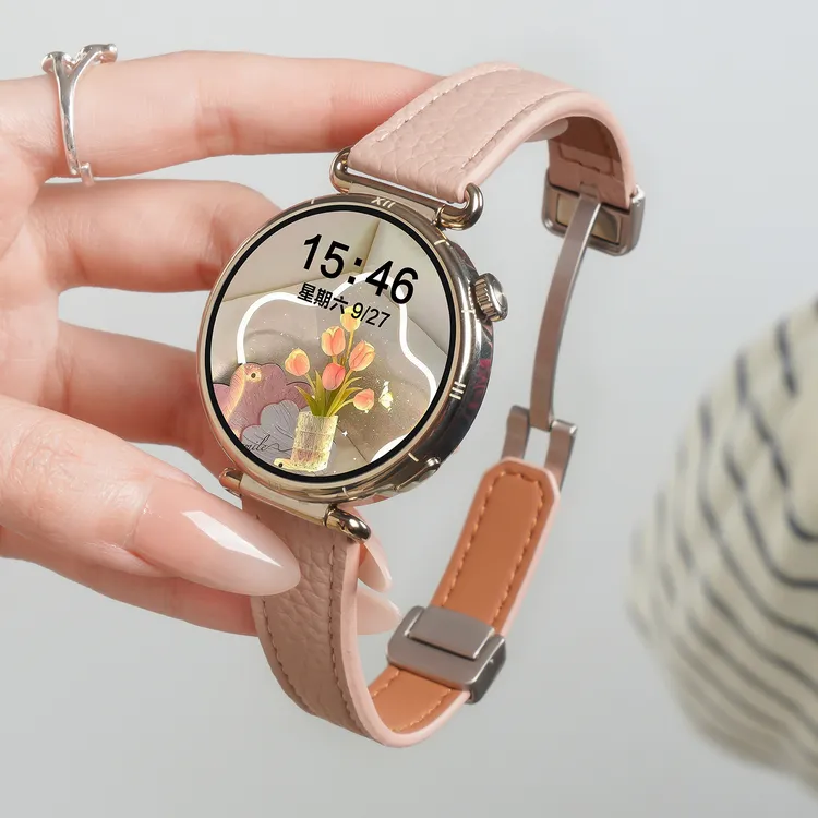 适用华为GT6手表带watch5小蛮腰真皮磁吸扣GT5/4女款智能新款腕带