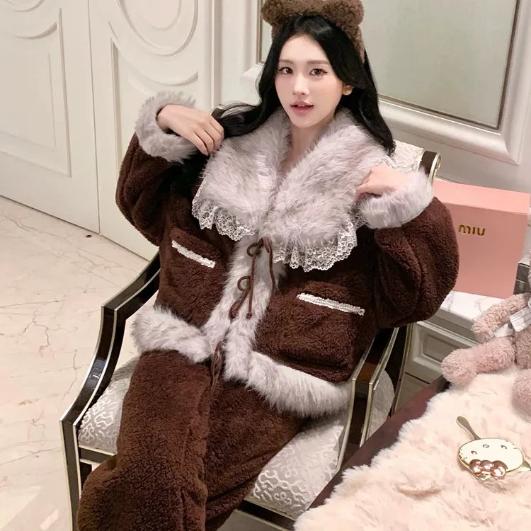 【保暖珊瑚绒】高级感小香风睡衣女冬加绒加厚女款冬季家居服套装